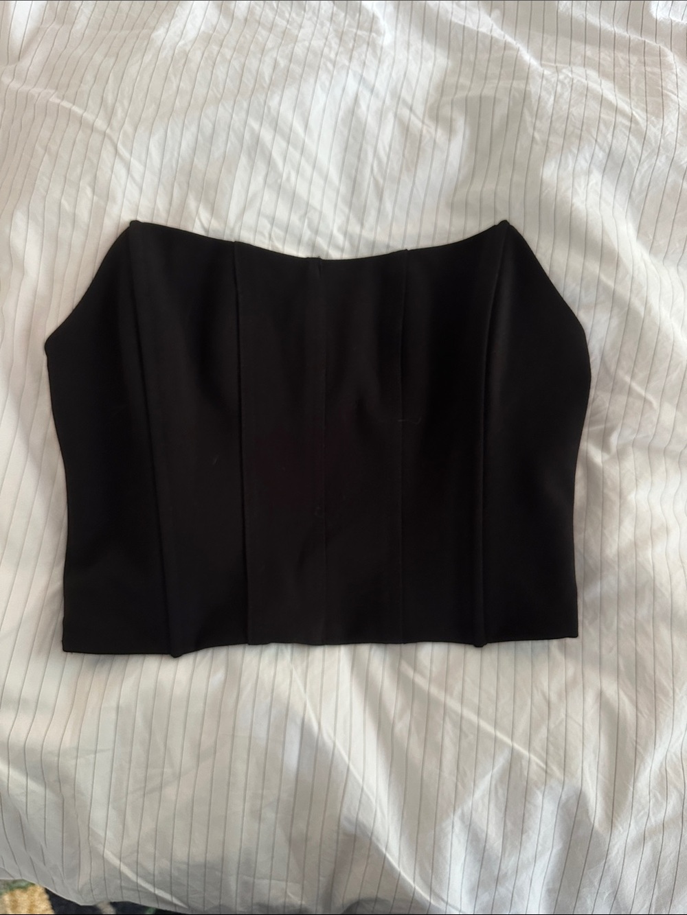 Nasty Gal Black Strapless Corset Crop Top